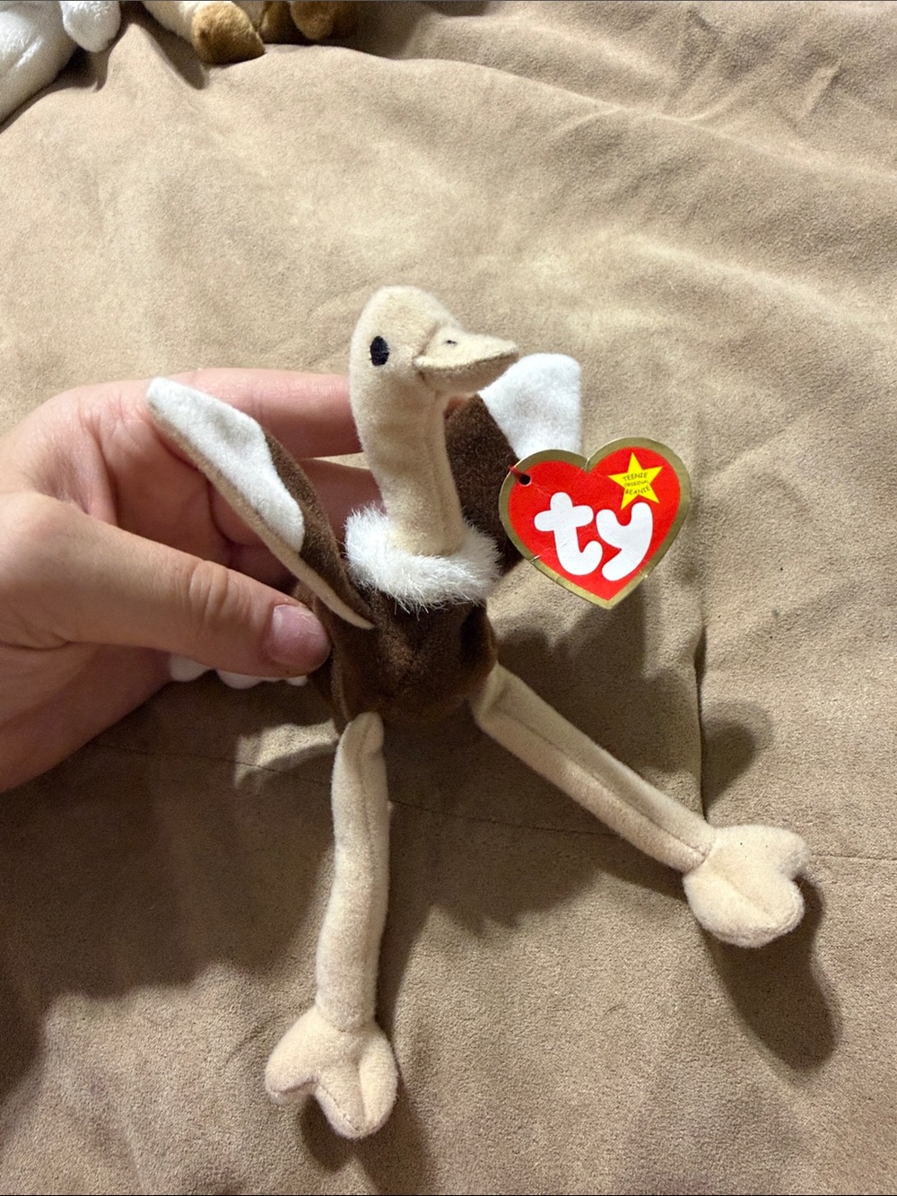 Ty Plush The ostrich Toy - Brown, Cream & White
